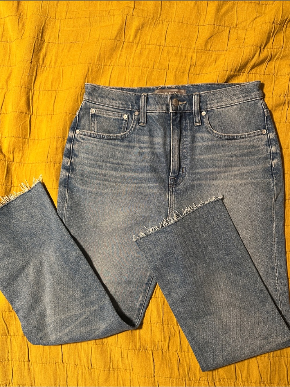 J. Crew High-Rise Straight Crop Jeans in Medium Blue Wash